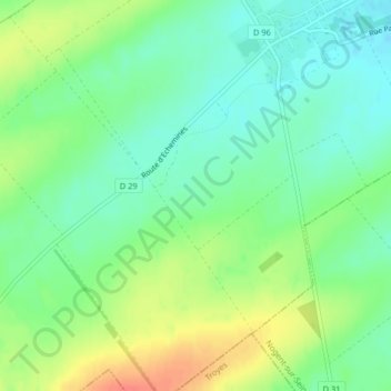Carte topographique Les Fontaines, altitude, relief