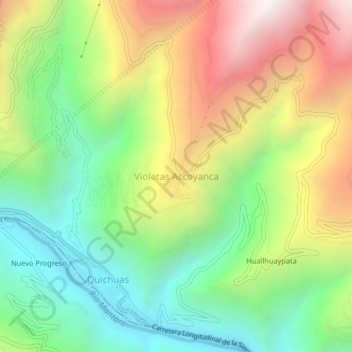 Carte topographique Violetas Accoyanca, altitude, relief