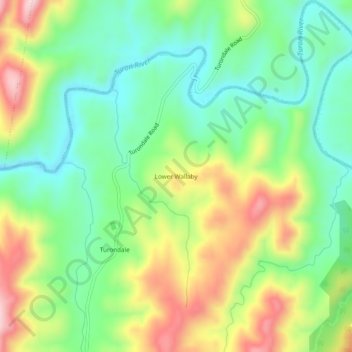 Carte topographique Lower Wallaby, altitude, relief