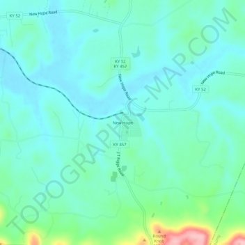 Carte topographique New Hope, altitude, relief