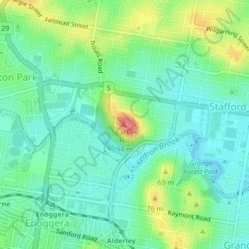 Carte topographique Sparkes Hill, altitude, relief