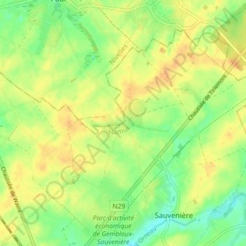 Carte topographique Baudecet, altitude, relief
