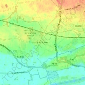 Carte topographique Lea Town, altitude, relief