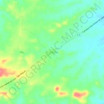 Carte topographique El Caribe, altitude, relief