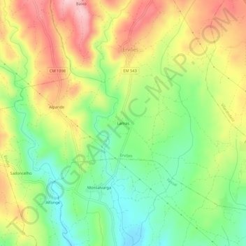 Carte topographique Lamas, altitude, relief