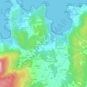 Carte topographique Moraime, altitude, relief