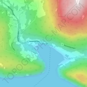 Carte topographique Kaupanger, altitude, relief