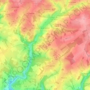 Carte topographique Les Bordes, altitude, relief