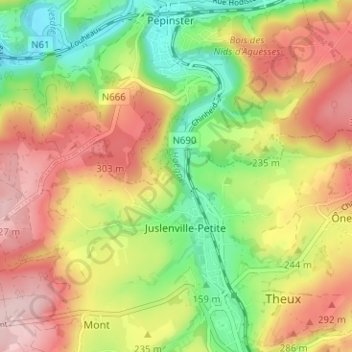 Carte topographique Sur les Villers, altitude, relief