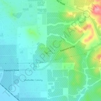 Carte topographique Bliss Hill, altitude, relief