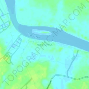 Carte topographique Kuala Panduk, altitude, relief