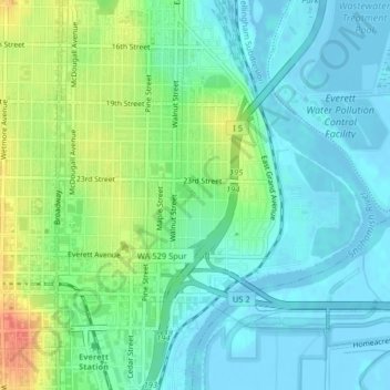 Carte topographique Garfeild Tree, altitude, relief
