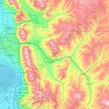 Carte topographique Morgan County, altitude, relief
