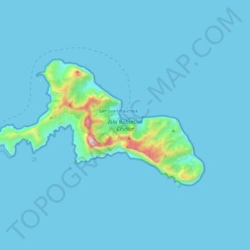 Carte topographique Isla Robinson Crusoe, altitude, relief