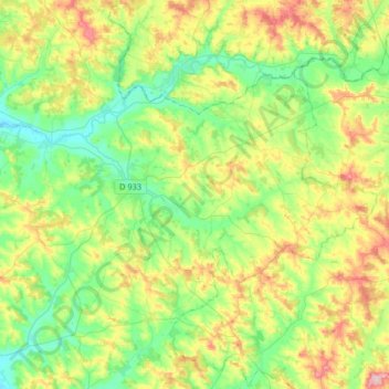 Carte topographique Communauté de communes du Pays de Lauzun, altitude, relief