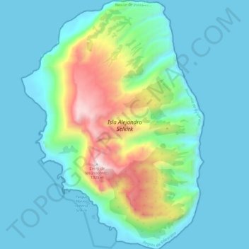 Carte topographique Île Alejandro Selkirk, altitude, relief
