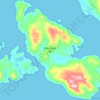 Carte topographique Isla Carlos III, altitude, relief