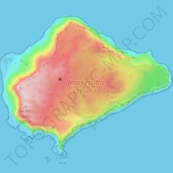 Carte topographique Inaccessible Island, altitude, relief