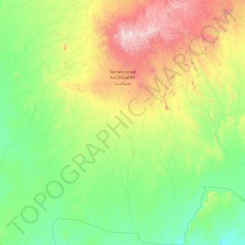 Carte topographique Tamanrasset, altitude, relief