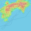 Carte topographique Kochi Prefecture, altitude, relief