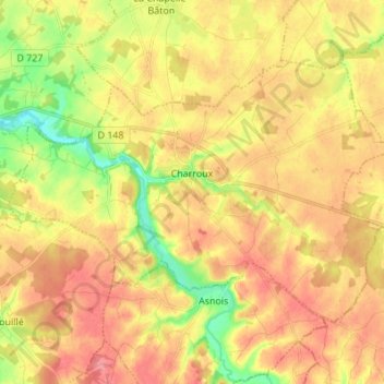 Carte topographique Charroux, altitude, relief