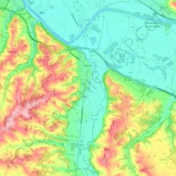 Carte topographique Layrac, altitude, relief