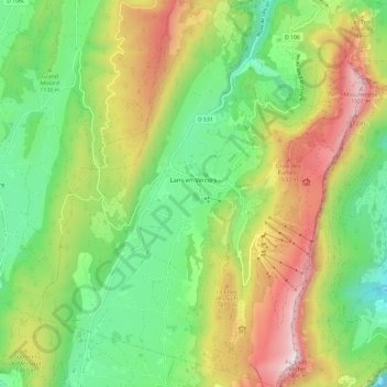 Carte topographique Lans-en-Vercors, altitude, relief