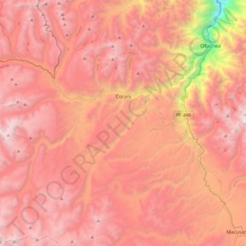 Carte topographique Corani, altitude, relief