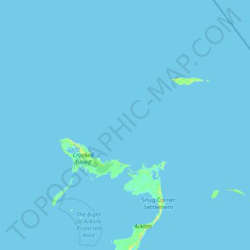 Carte topographique Crooked Island and Long Cay, altitude, relief
