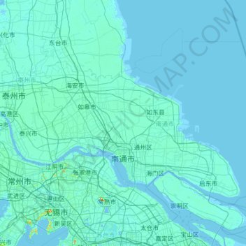 Carte topographique 南通市, altitude, relief
