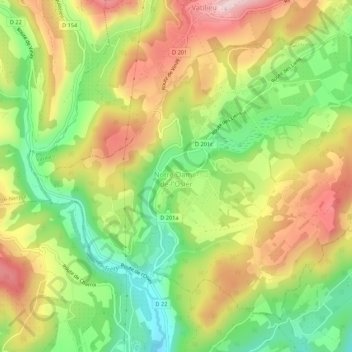 Carte topographique Notre-Dame-de-l'Osier, altitude, relief