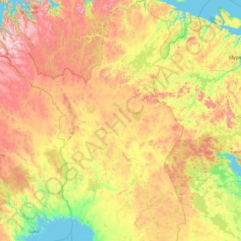 Carte topographique Lappland, altitude, relief