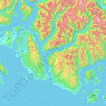 Carte topographique Area B (Halfmoon Bay), altitude, relief
