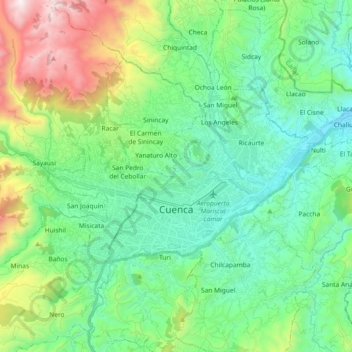 Carte topographique Cuenca, altitude, relief