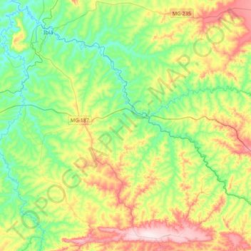 Carte topographique Tobati, altitude, relief