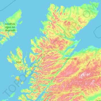 Carte topographique Highland, altitude, relief