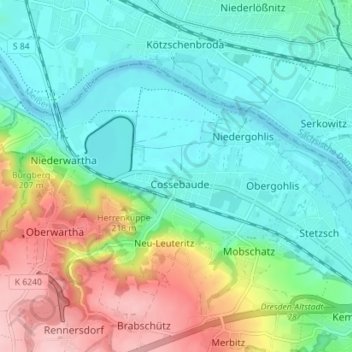 Carte topographique Cossebaude, altitude, relief
