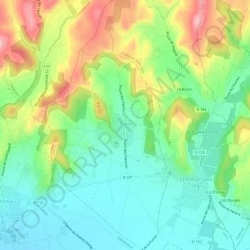 Carte topographique Triors, altitude, relief