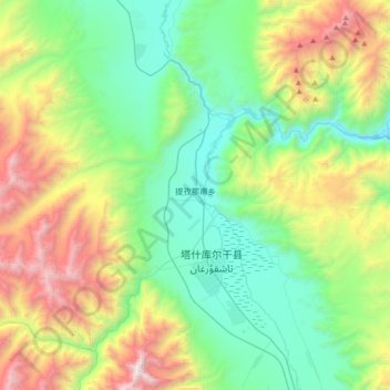 Carte topographique 提孜那甫乡, altitude, relief