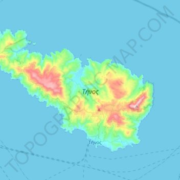 Carte topographique Tinos, altitude, relief