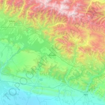 Carte topographique Ismailli District, altitude, relief