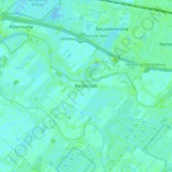 Carte topographique Reitbrook, altitude, relief