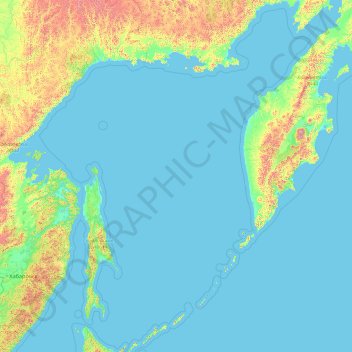 Carte topographique Sea of Okhotsk, altitude, relief
