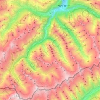 Carte topographique Finkenberg, altitude, relief