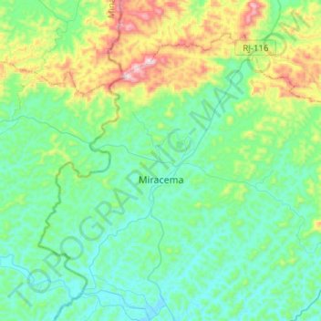 Carte topographique Miracema, altitude, relief