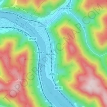 Carte topographique Smithers, altitude, relief