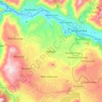 Carte topographique Maras, altitude, relief