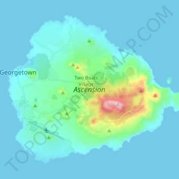Carte topographique Île de l'Ascension, altitude, relief