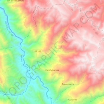Carte topographique Canchabamba, altitude, relief