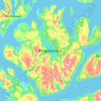Carte topographique Ringvassøya, altitude, relief